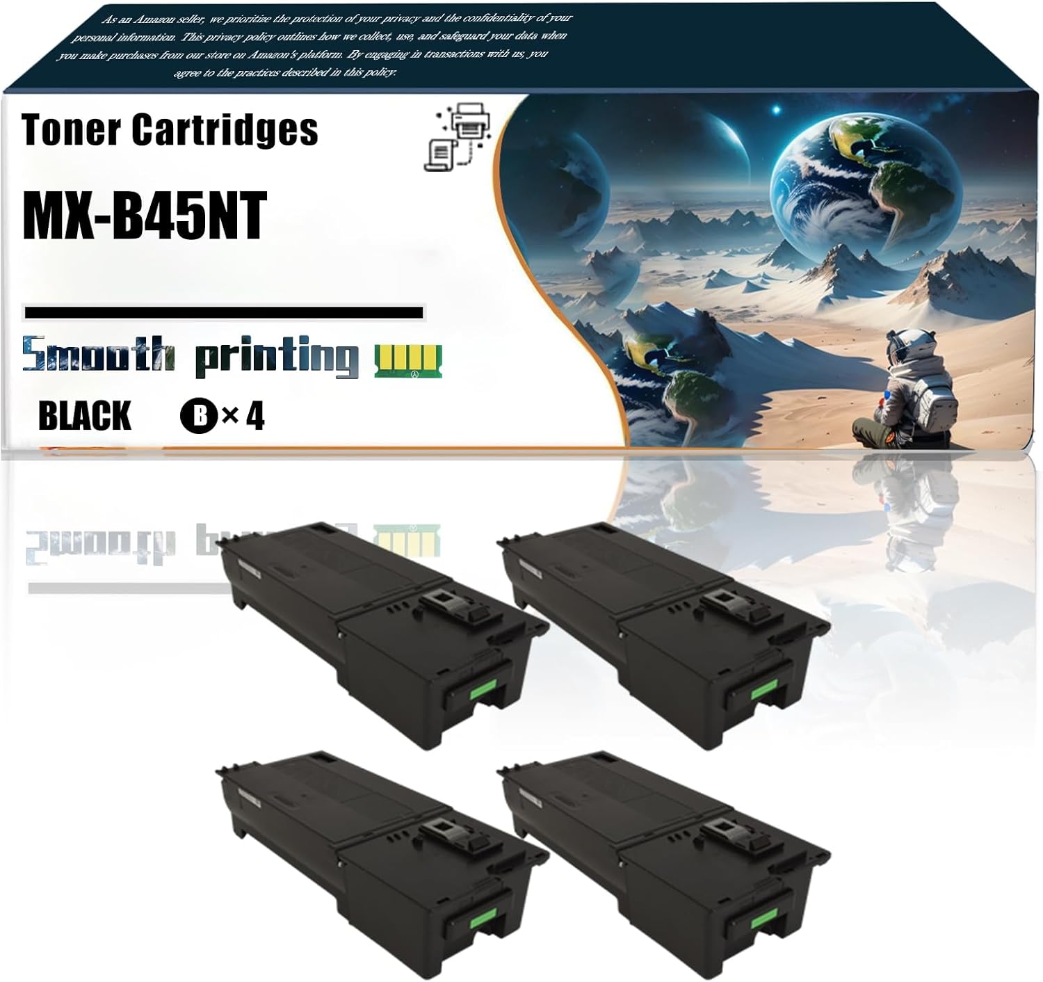 LSSF Replacement Parts Toner Cartridges MX-B45NT Compatible with Sharp MX-B450W MX-B455W MX-B476W Printers, Contains Chip and Clear Printing (4 Pack Black)