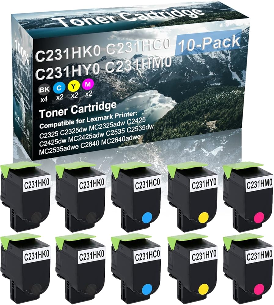 Credibility Store 10 Pack (BK+C+Y+M) Compatible C231HK0 C231HC0 C231HY0 C231HM0 Laser Printer Toner Cartridge High Yield Use for C2325 C2325dw MC2325adw C2425 Printer