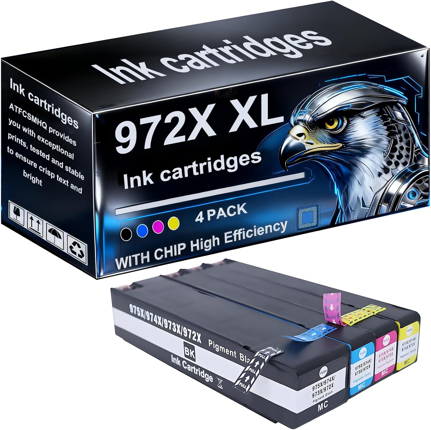 ATFCSMHQ 972XXL 972X Ink Cartridges Compatible Black and Color 972XXL for HP OfficeJet Pro 352DW 377DW 377DN 452DW 452DN 477DN 477DW 552DW 577Z 577DW P55250DW Inkjet Printers High Yield Replacement