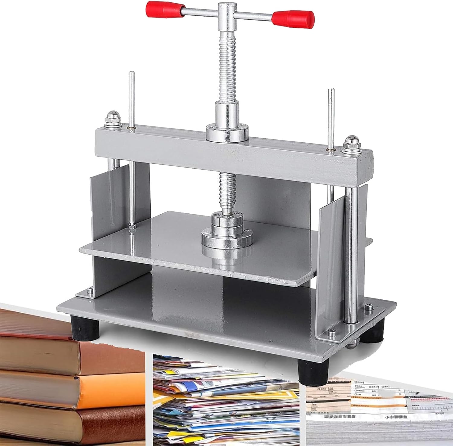 JJENXYYDS Manual Desktop Paper Presses,Book Flattening Machine,1500 kg Pressure Bookbinding Press Machine,with Double Balance Rod,Suitable for All Kinds of Paper Products and Fabrics,A5