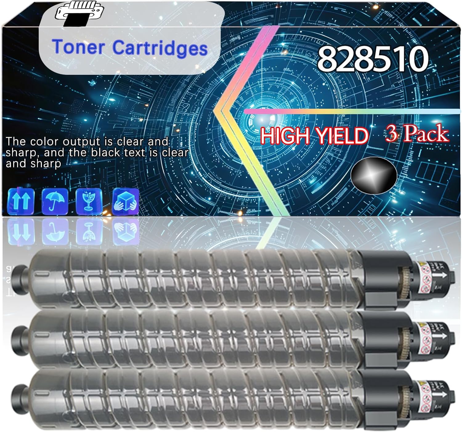 CEECN 828510 Compatible for Ricoh Pro C9200 Printers, Replacement Toner Cartridges High Yield Printer Accessories (3 Pack Black)