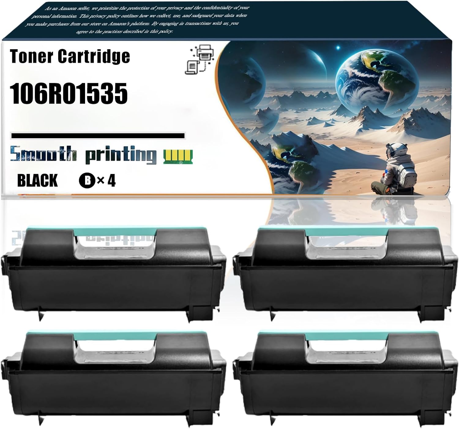 Replacement Parts Toner Cartridge 106R01535 Compatible with Xerox Phaser 4600DN 4600DT 4600N 4620DN 4620DT 4622DN 4622DT Printers, Contains Chip and Clear Printing (4 Pack Black)