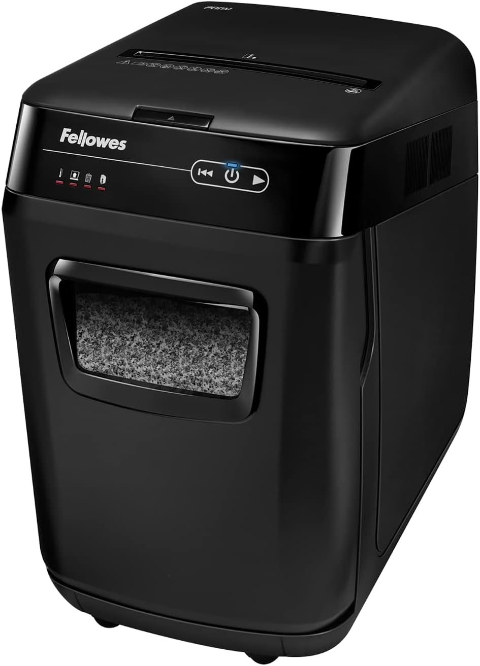 Fellowes AutoMax 200M Micro-Cut Auto Feed 2-in-1 Office Shredder with Auto Feed 200-Sheet Capacity (4656201)