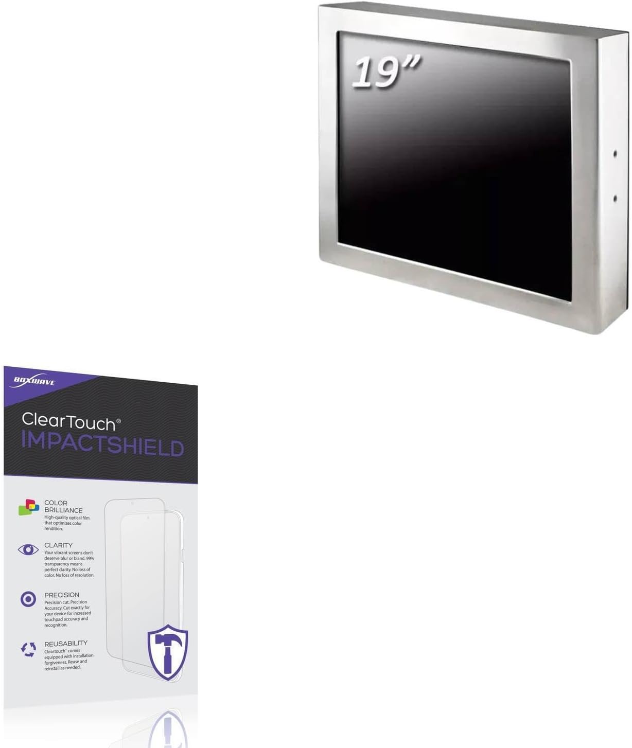 BoxWave Screen Protector Compatible with Geekland GKWP195R005S (19 in) - ClearTouch ImpactShield (2-Pack), Impenetrable Screen Protector Flexible Film