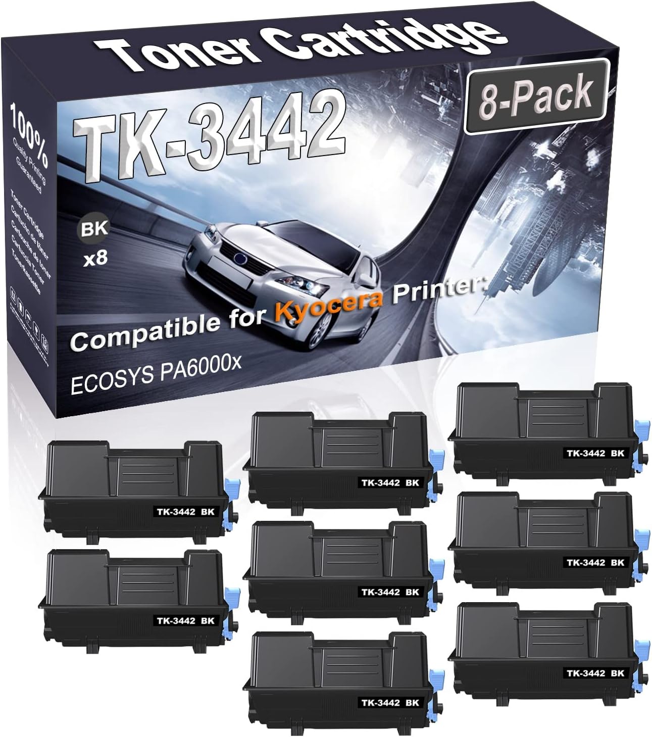 Kolasels 8-Pack (Black) Compatible TK-3442 TK3442 | 1T0C0T0US0 Printer Toner Cartridge (High Capacity) fit for Kyocera ECOSYS PA6000x Printer
