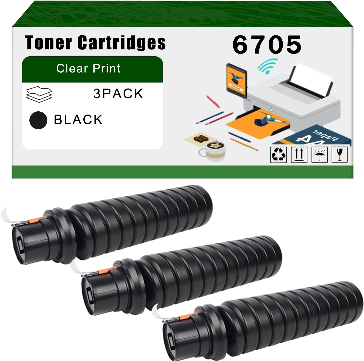 AGNNQ Compatible for Oce 6705 Toner Cartridges IM5530 IM6030 IM7230 IM8530 Printers, High Yield 70100 Pages Bright Clear Colors (3 Pack Black)