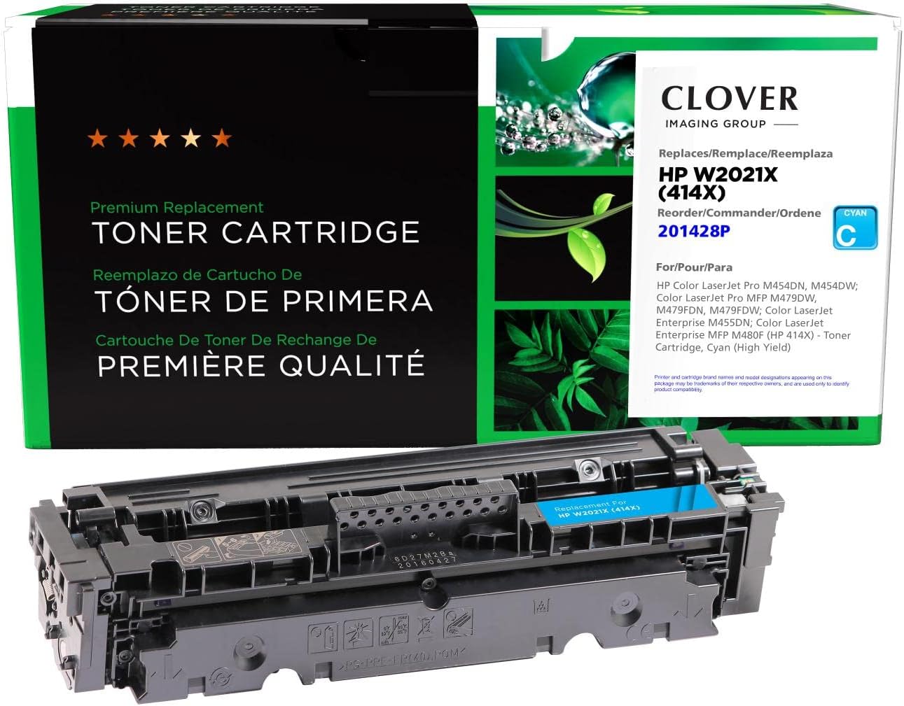 Clover Remanufactured High Yield Toner Cartridge Replacement for HP 414X (W2021X) | Cyan