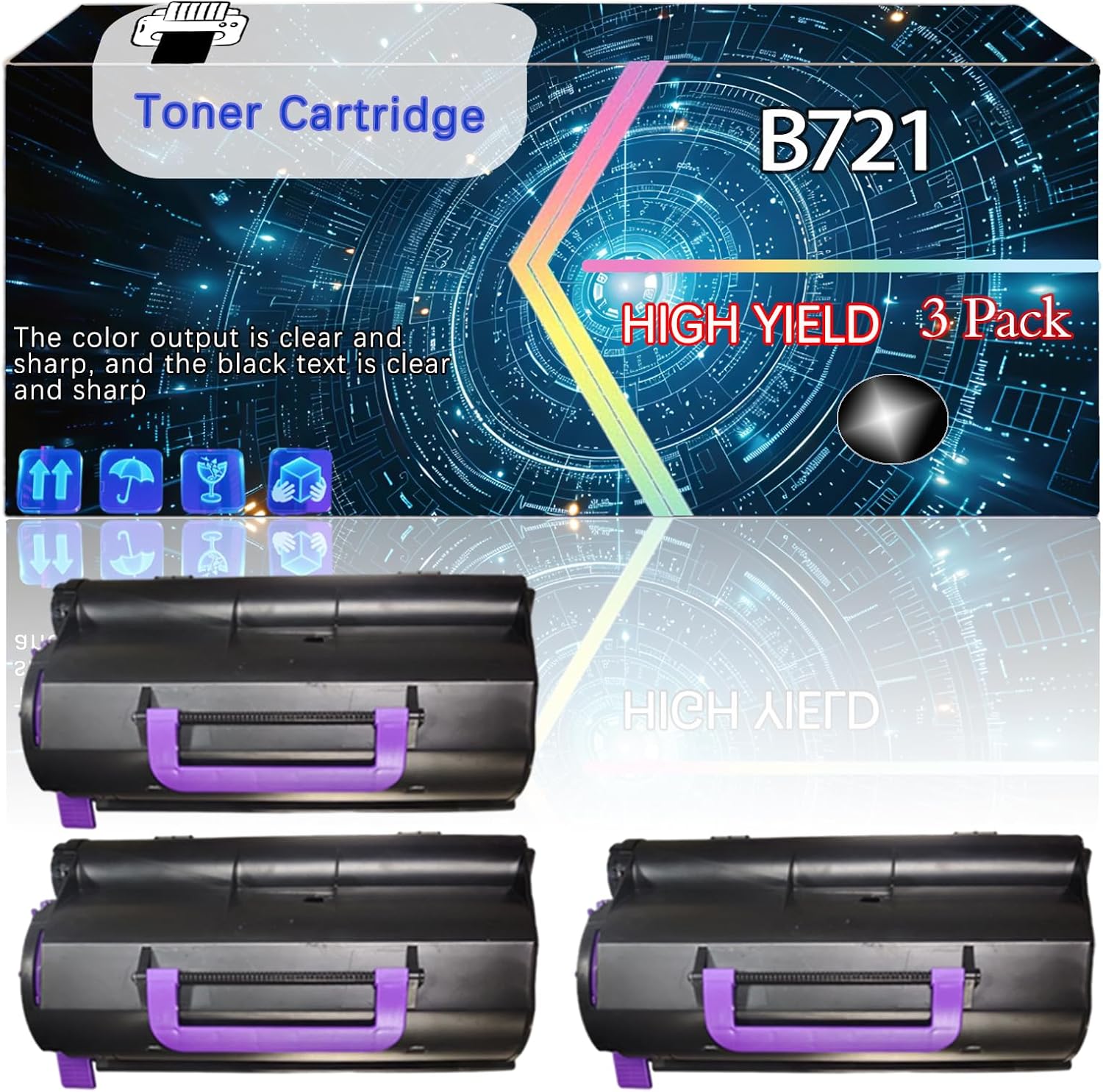 CEECN Compatible for Okidata OKI B721 B731 Replacement Toner Cartridge Used with B721dn B731dn Printers, High Production Multiple Options (3 Pack Black)