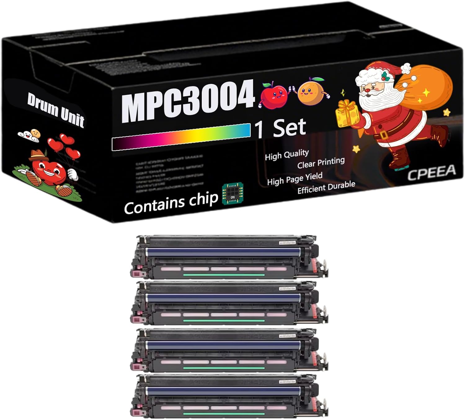 Compatible for Ricoh MPC3004 Drum Unit Work for Ricoh MP C3004 MP C3504 Printers, with Chip, High Yield 110000 Pages, Clear Printing (4-Pack BK/C/M/Y)