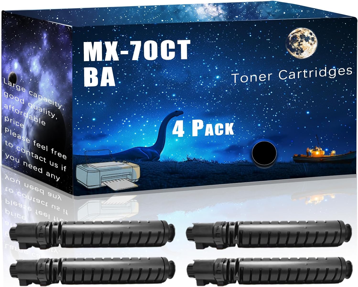 MUCQL MX-70CTBA Compatible Toner Cartridges Replacement for Sharp High Yield Compatible MX-5500N MX-6200N MX-7000N Printers, Meet Printing Needs (4 Pack Black)