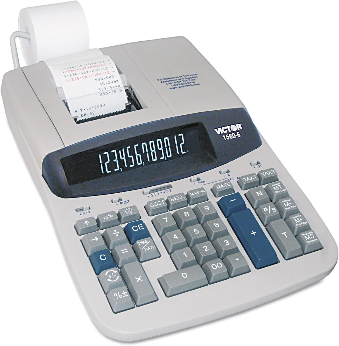 Victor 15606 1560-6 Two-Color Ribbon Printing Calculator, Black/Red Print, 5.2 Lines/Sec