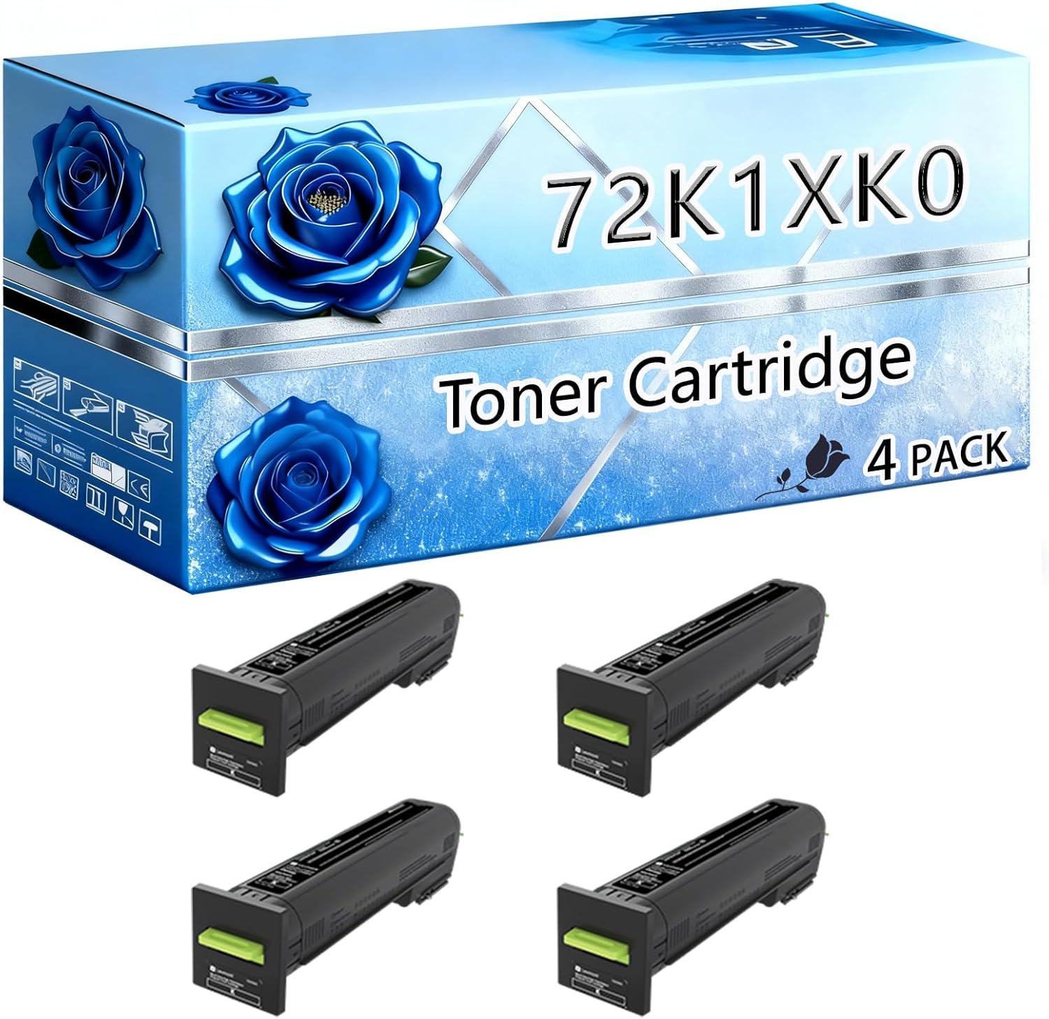 Compatible Toner Cartridge Replacement for Lexmark 72K1XK0 High Yield 43000 Pages CX825dte CX825dtfe CX860de CX860dte CX860dtfe Printers (4 Pack Black)