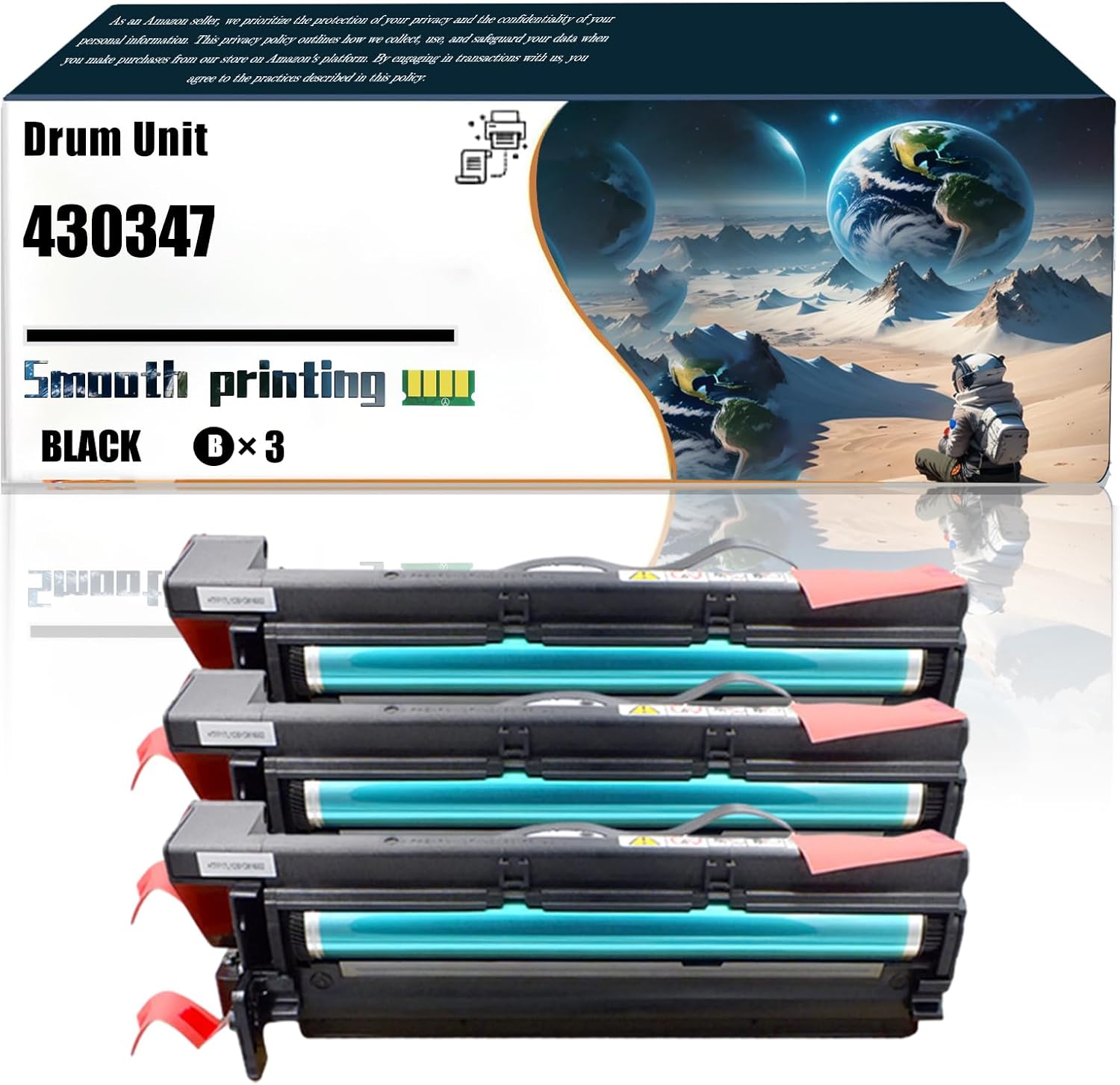 LSSF Replacement Parts Drum Unit 430347 Compatible with Ricoh 4420L 4420NF 4430L 4430NF Printers, Contains Chip and Clear Printing (3 Pack Black)