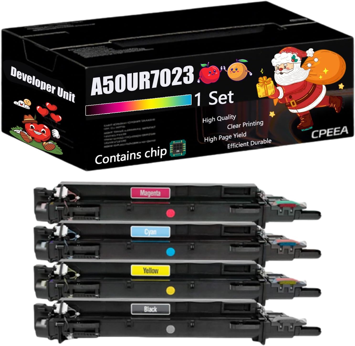 Compatible for Konica Minolta A50UR70233 Developer Unit Work for Konica Minolta AccurioPress C2060 C2070 C3070 C3080 Printers, with Chip, High Yield 600000 Pages, Clear Printing (4-Pack BK/C/M/Y)