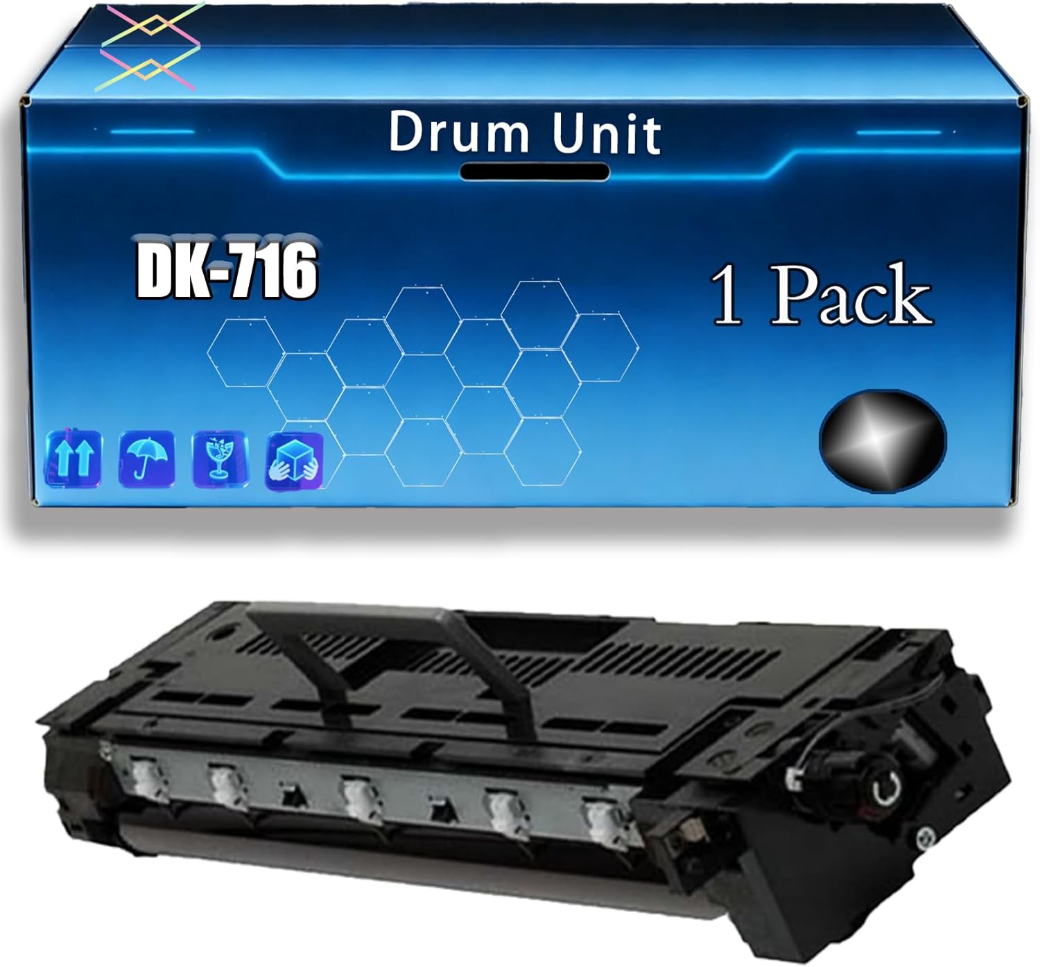 DK-716 Drum Unit Compatible for Kyocera KM-4050 KM-5050 TASKalfa 420i TASKalfa 520i Printers, with Chip, Bright Colors Clear Printing (1 Pack Black)