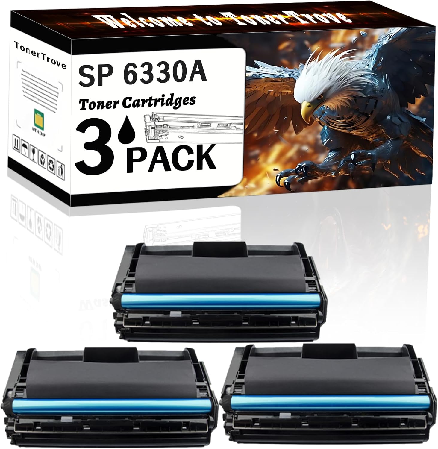 AGNNQ SP 6330A Toner Cartridges Compatible for Ricoh Aficio SP 6330N Printers, Office Printing is Easy Clear Smooth (3 Pack Black)