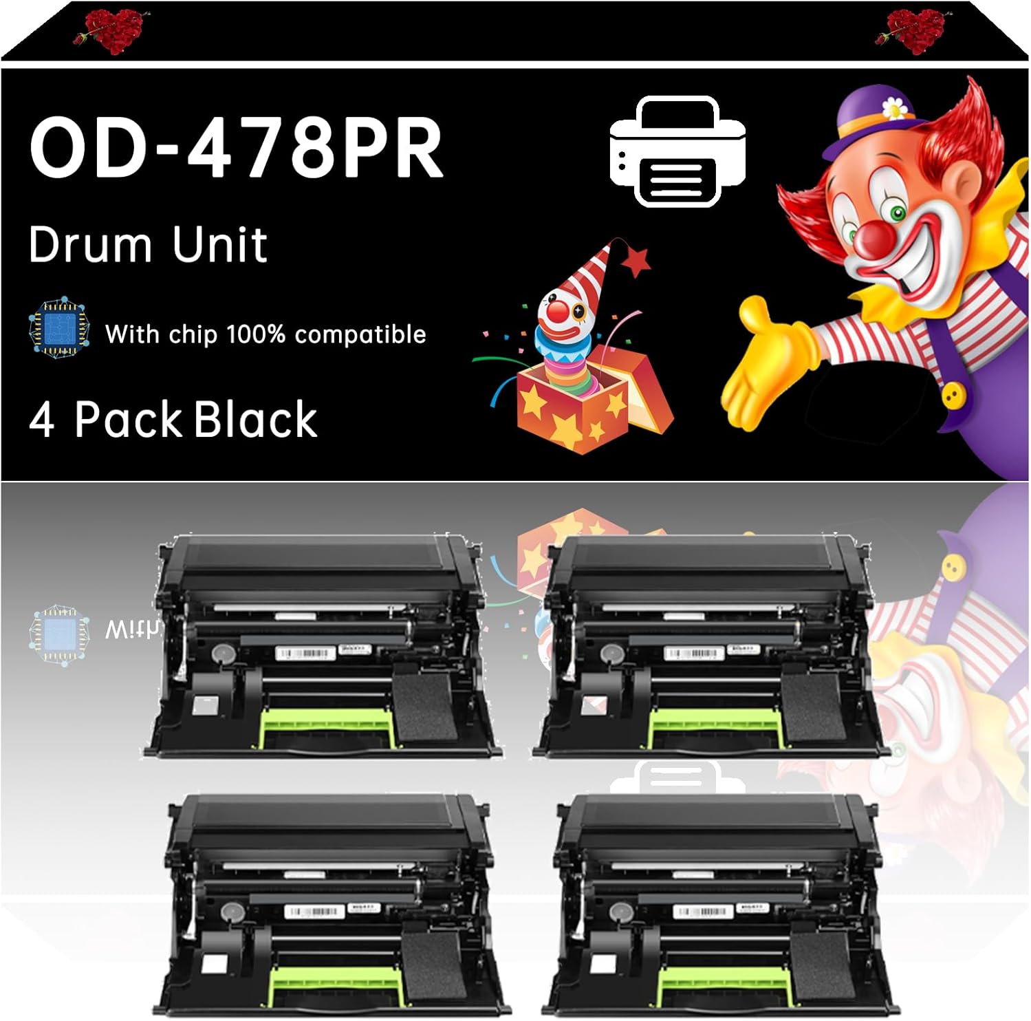 OD-478PR Drum Unit Compatible with Toshiba E-Studio 408p 408s 448s 478p 478s Printers, Enhanced Durability, Ideal for High-Volume Printing (4 Pack Black)