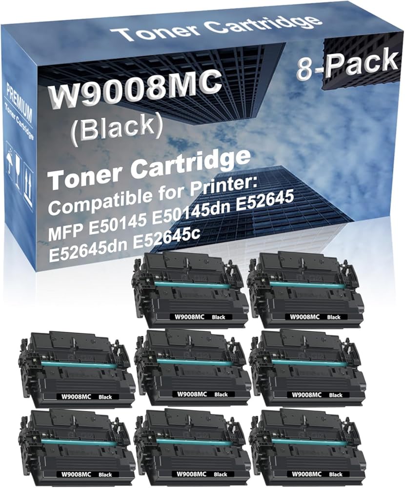 8-Pack Compatible High Capacity E50145 E50145dn E52645 E52645dn E52645c Printer Toner Cartridge Replacement for W9008MC Printer Cartridge (Black)
