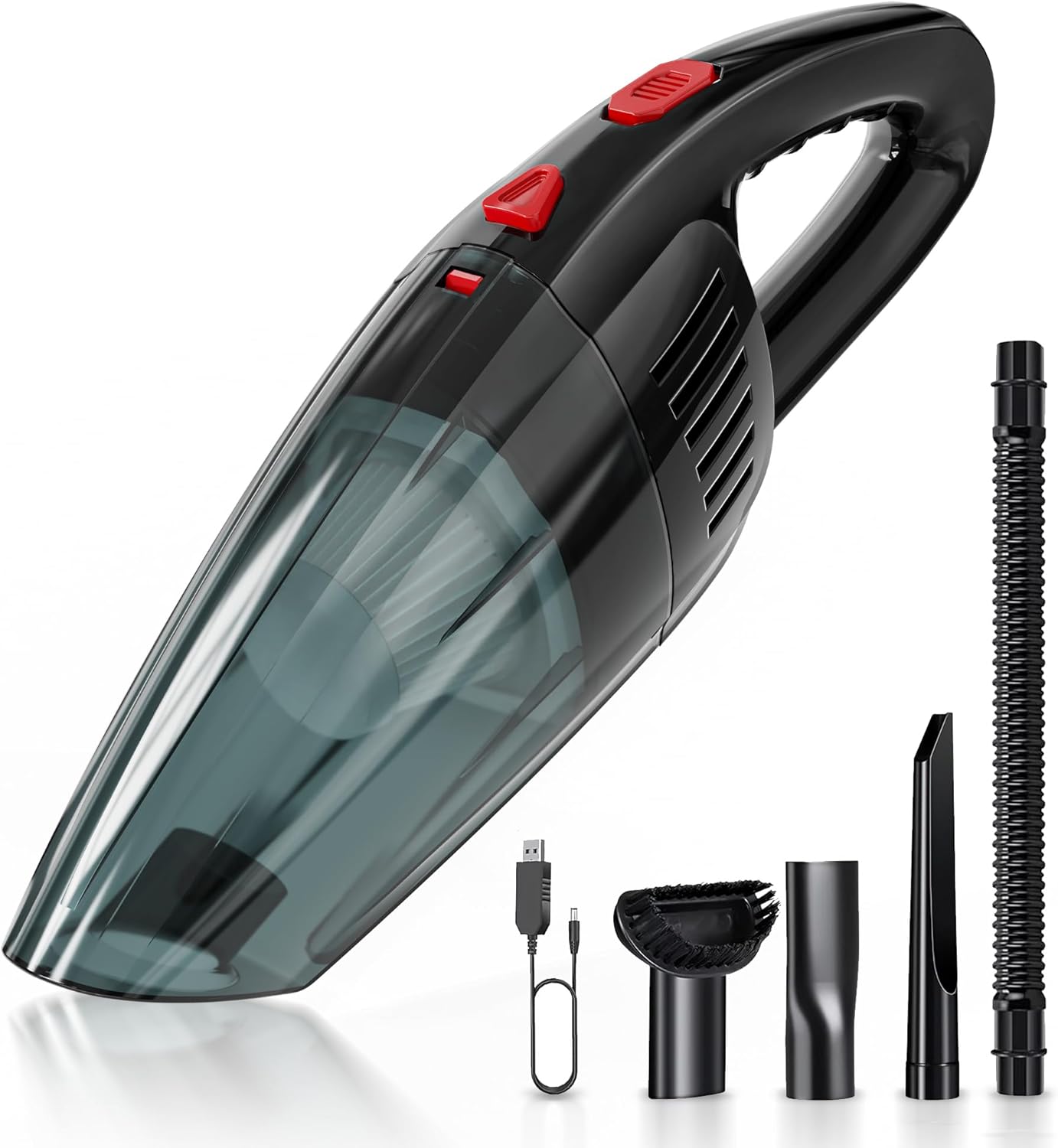 TBBSC Handheld Vacuum Cordless, Portable Mini Car Vacuum Cleaner with Powerful Suction, Hand Vacuum Cleaner Cordless Rechageable for Car, Black