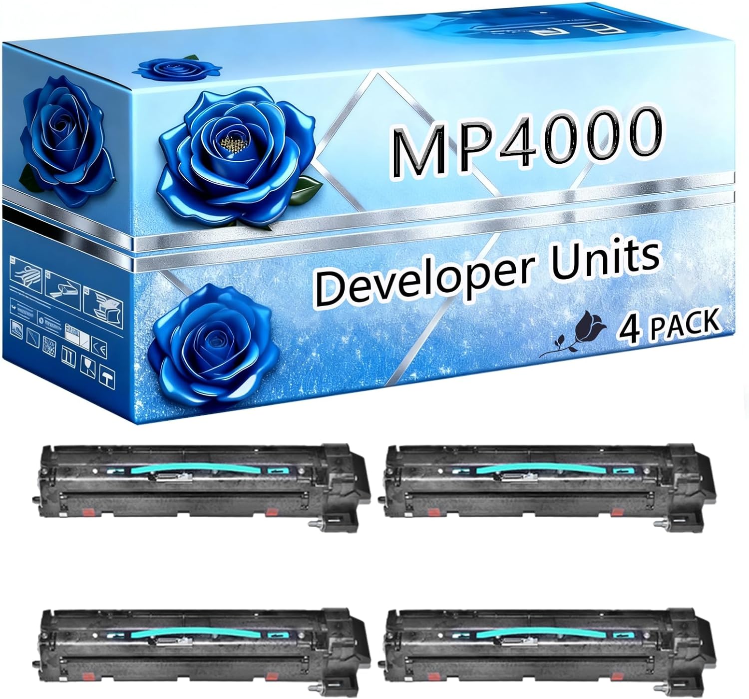 BIVOL Compatible Developer Units Replacement for Ricoh MP4000 High Yield 150000 Pages Aficio MP3500 MP3500P MP3500SP MP3500SPF MP5000SP MP5000SPF MP5001 Printers (4 Pack Black)
