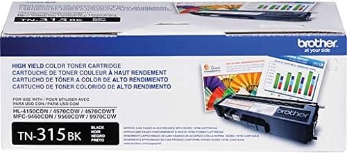Brother TN315BK OEM Toner Cartridge: Black Yields 4,000 Pages