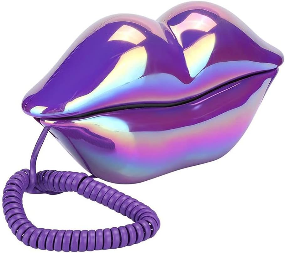 Creative Personality Mouth's Lips Shape Telephone Home Office Desktop Telephone Landline Colorful (Color : C) (A)