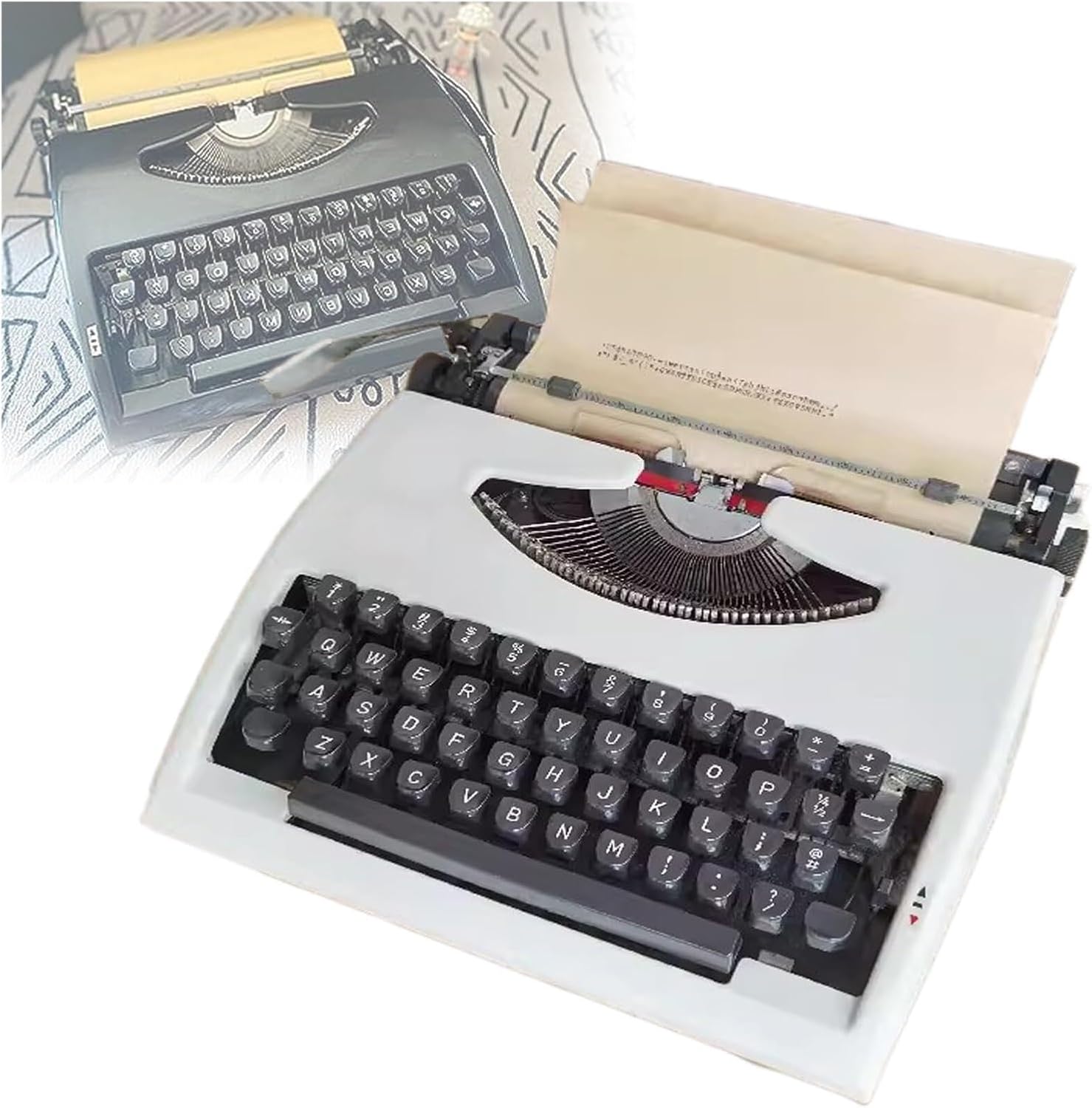 Manual Typewriter Traditional Retro Style for Writers, Old Fashioned Mechanical English Typewriter for Notes, Letters, or Creative Writing(A)