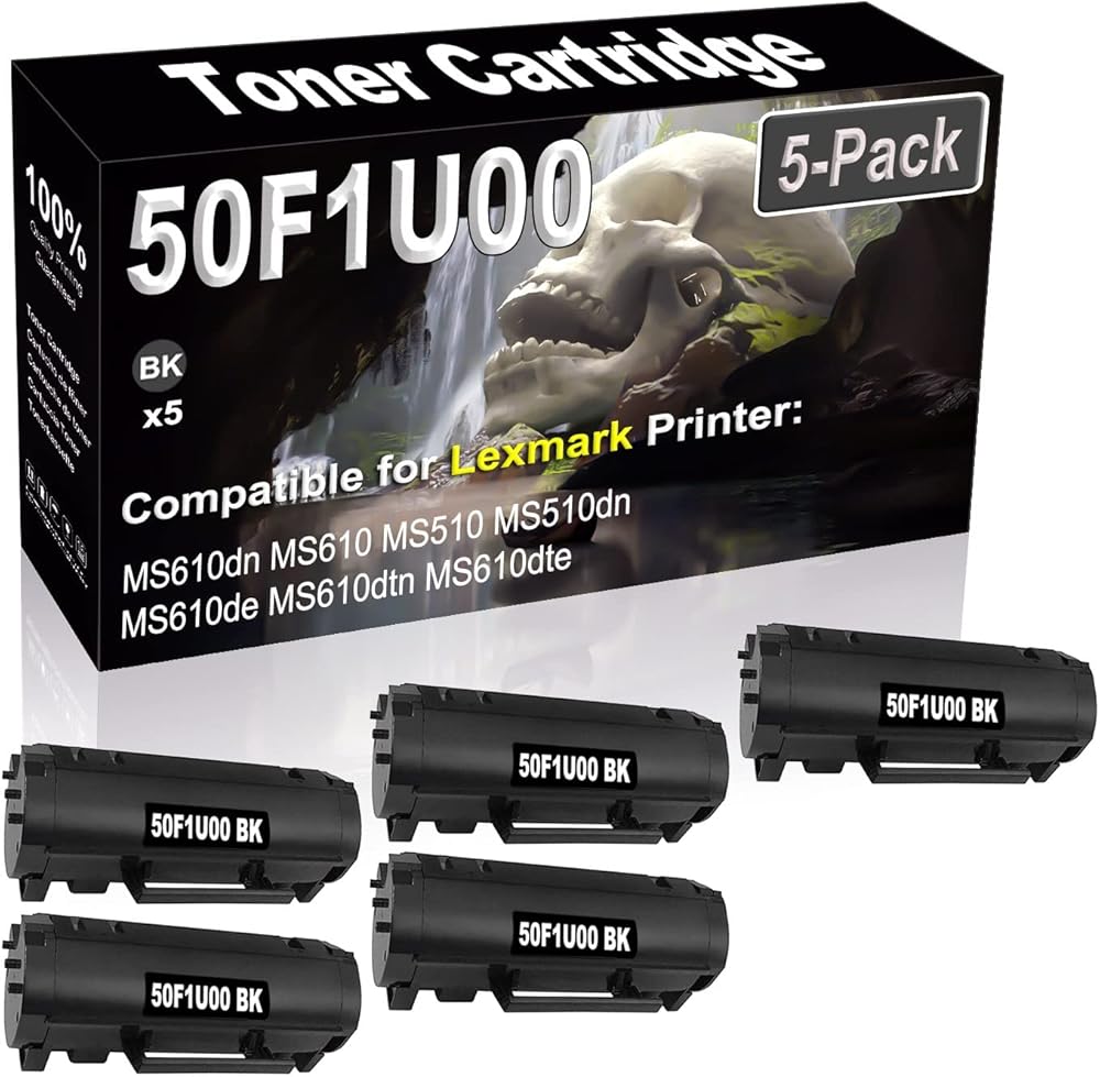 SINIYA 5-Pack Compatible High Capacity 501U 50F1U00 Imaging Toner Cartridge use for MS610dn MS610 MS510 MS510dn MS610de MS610dtn MS610dte Printer (Black)