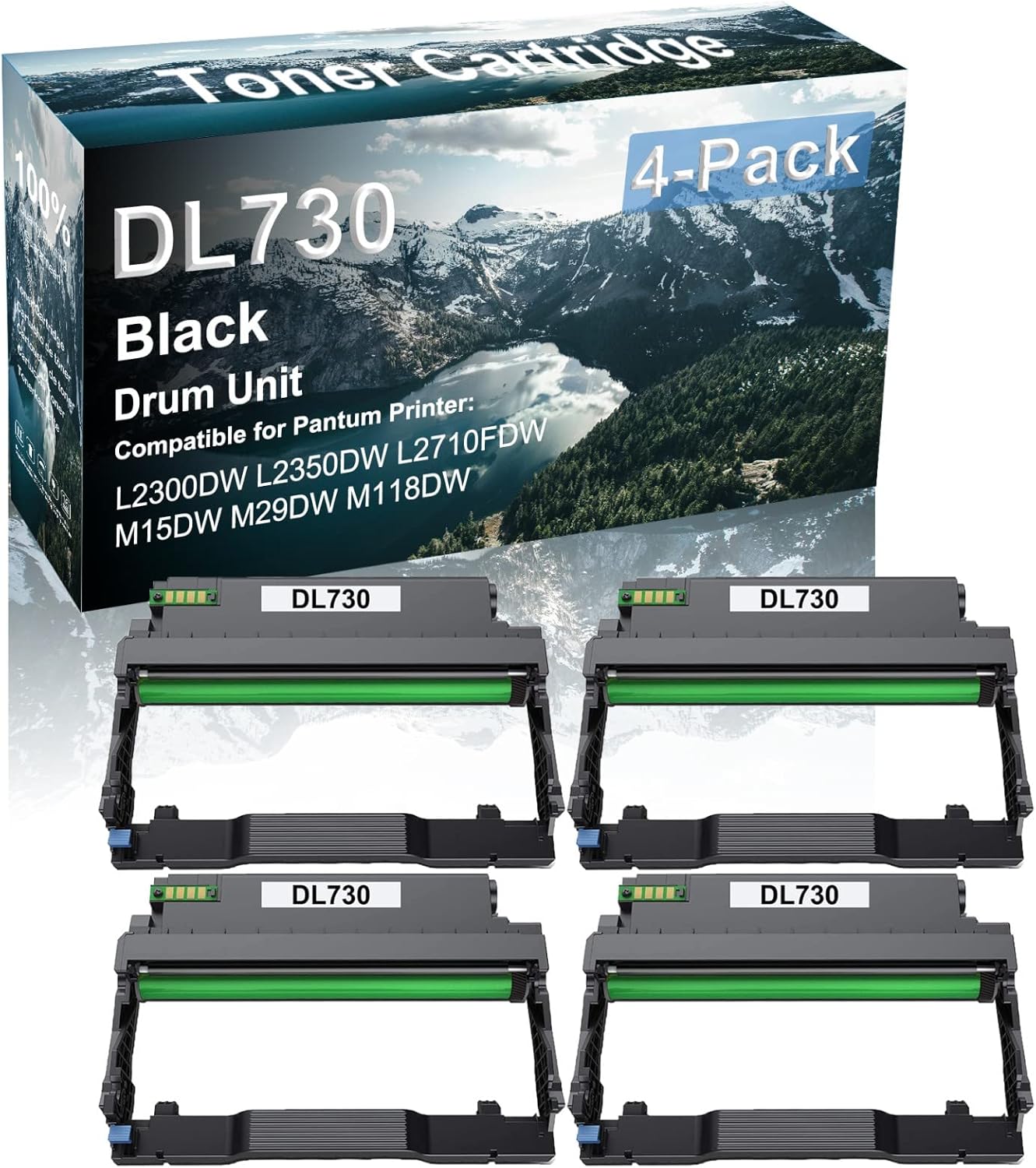 4-Pack Compatible DL730 Drum Kit use for Pantum L2300DW L2350DW Printer (Black)