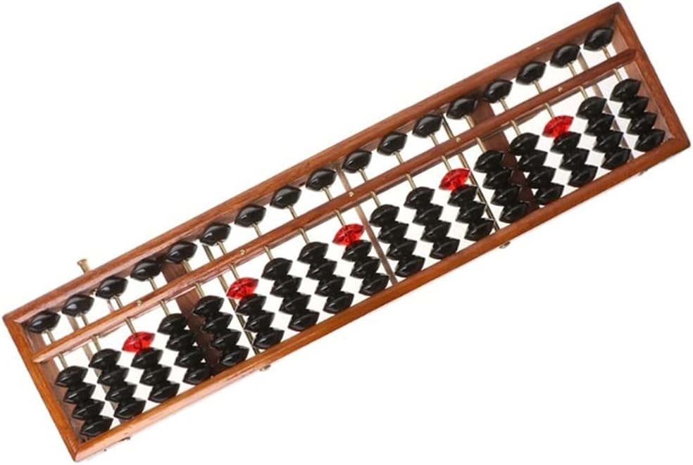 EWUROI 17 Digits Wooden Standard Abacus Chinese Calculator Counting Math Learning Tool Beginners