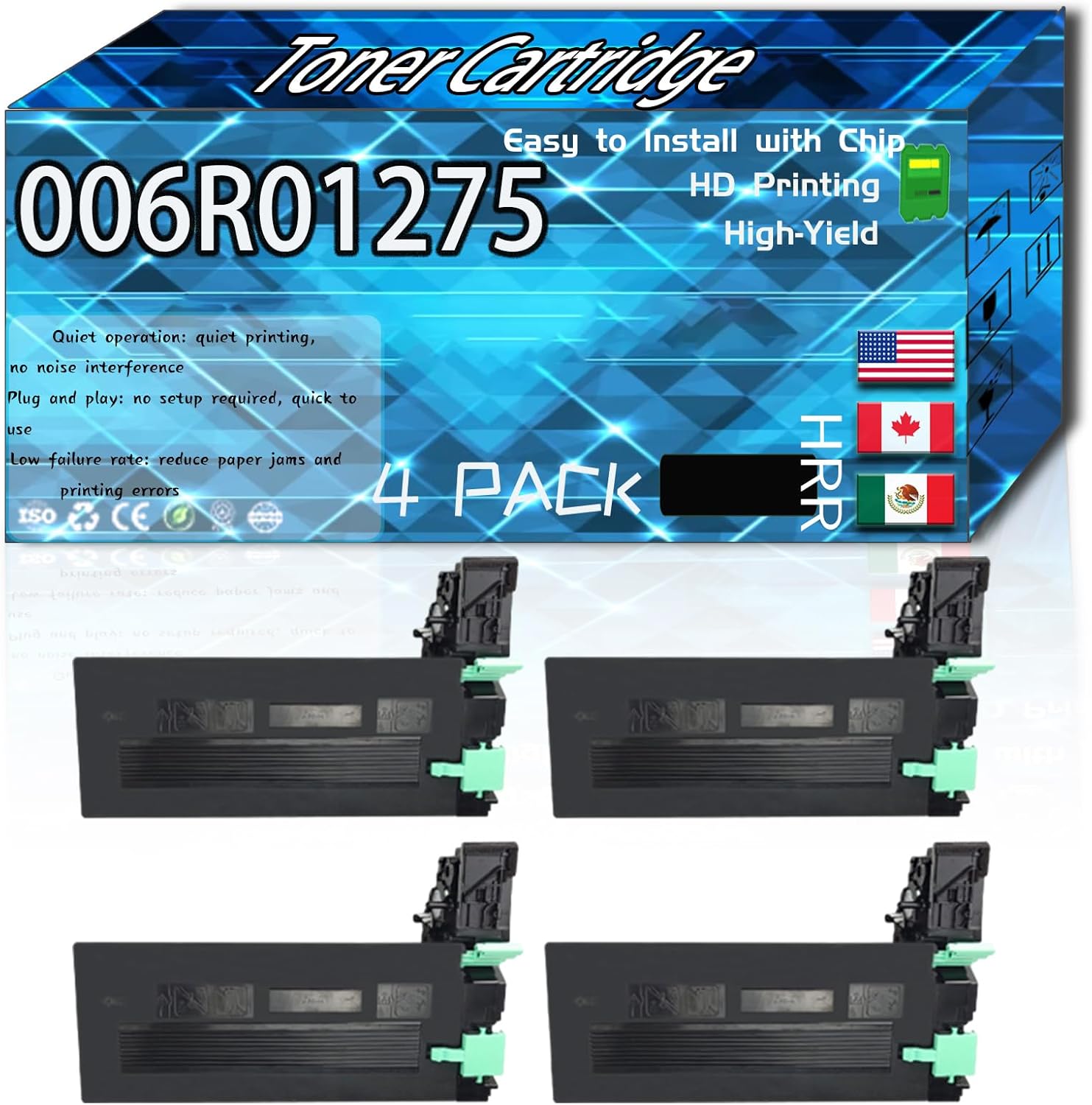 006R01275 Toner Cartridge Compatible for Xerox WorkCentre 4150 4150C 4150S 4150X 4150XF Printers, High Production Replacement (4 Pack Black)