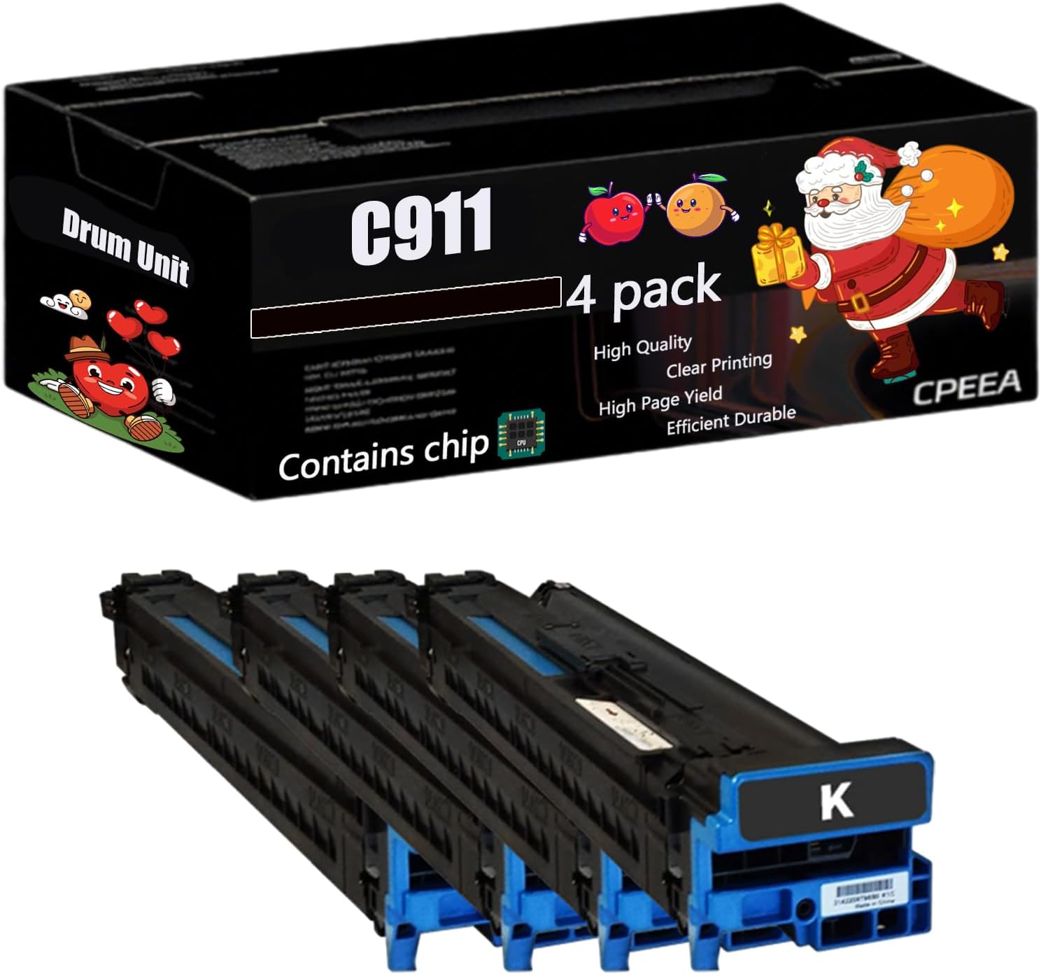 Compatible for Okidata OKI C911 Drum Unit Work for Okidata OKI C911dn C931DN C941dn C911 C931 C941 Printers, with Chip, High Yield 40000 Pages, Clear Printing (4 Pack Black)