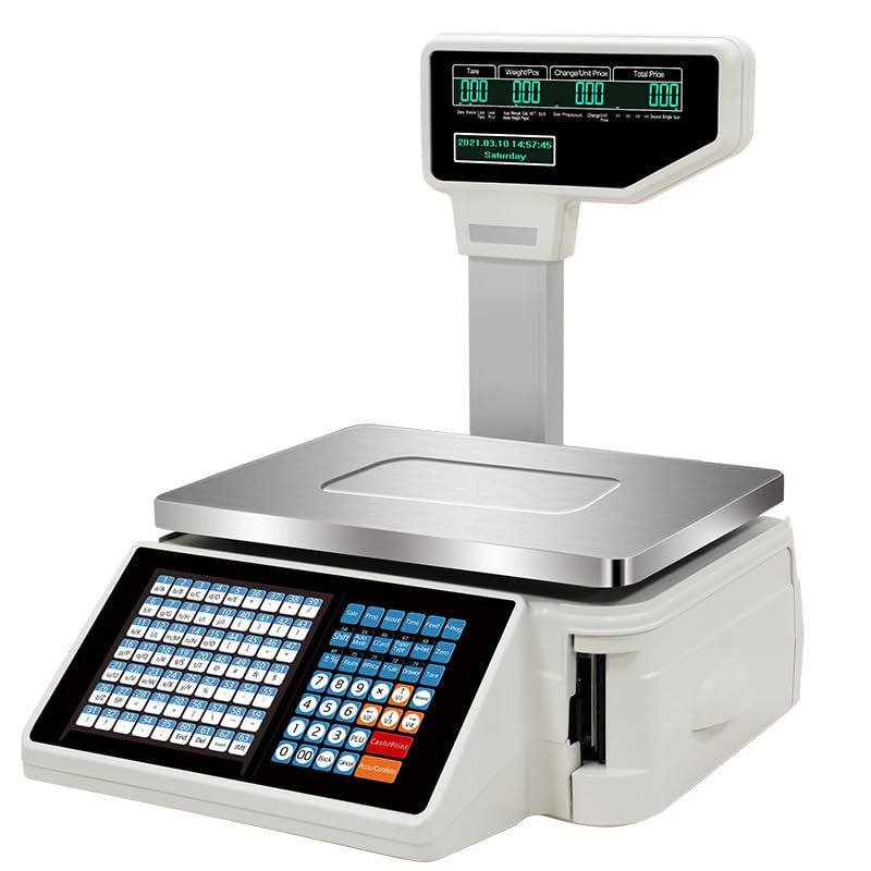 Digital Price Label Printing Scale, Electronic Weight Calculator Barcode Scales, 30kg/66.14 Lbs Capacity, with LCD Display, for Supermarket/Retail Store/Warehouse Weighing
