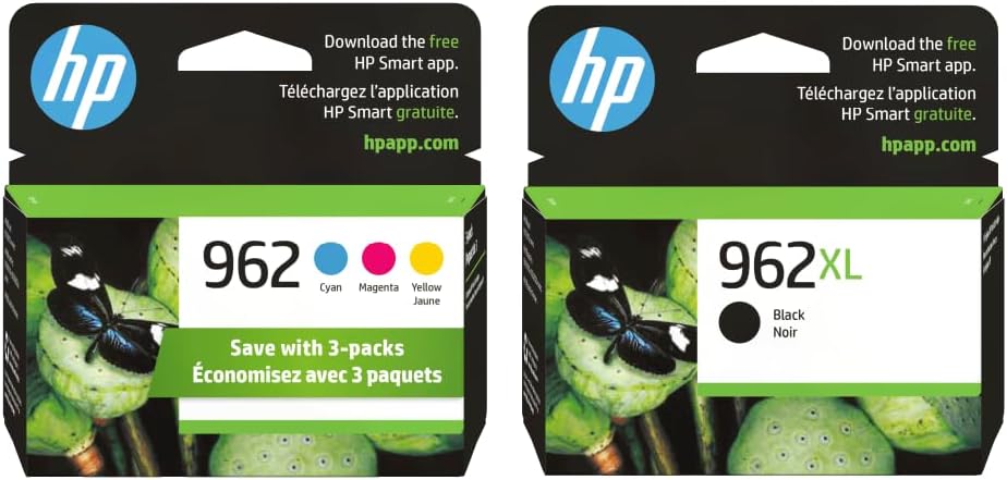 HP 962 Cyan, Magenta, Yellow (3-pack) & black Ink (1 pack) Cartridges | Works with HP OfficeJet 9010 Series, HP OfficeJet Pro 9010, 9020 Series | Eligible for Instant Ink