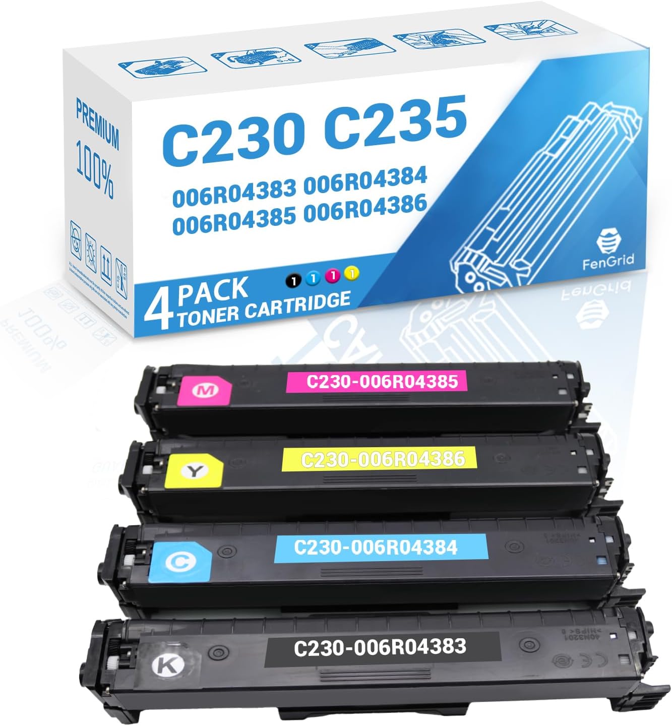 C230 C235 Toner Cartridge Works with Printer Models Xerox C230 C230DNI C235 C235DNI (Black Cyan Magenta Ylellow)