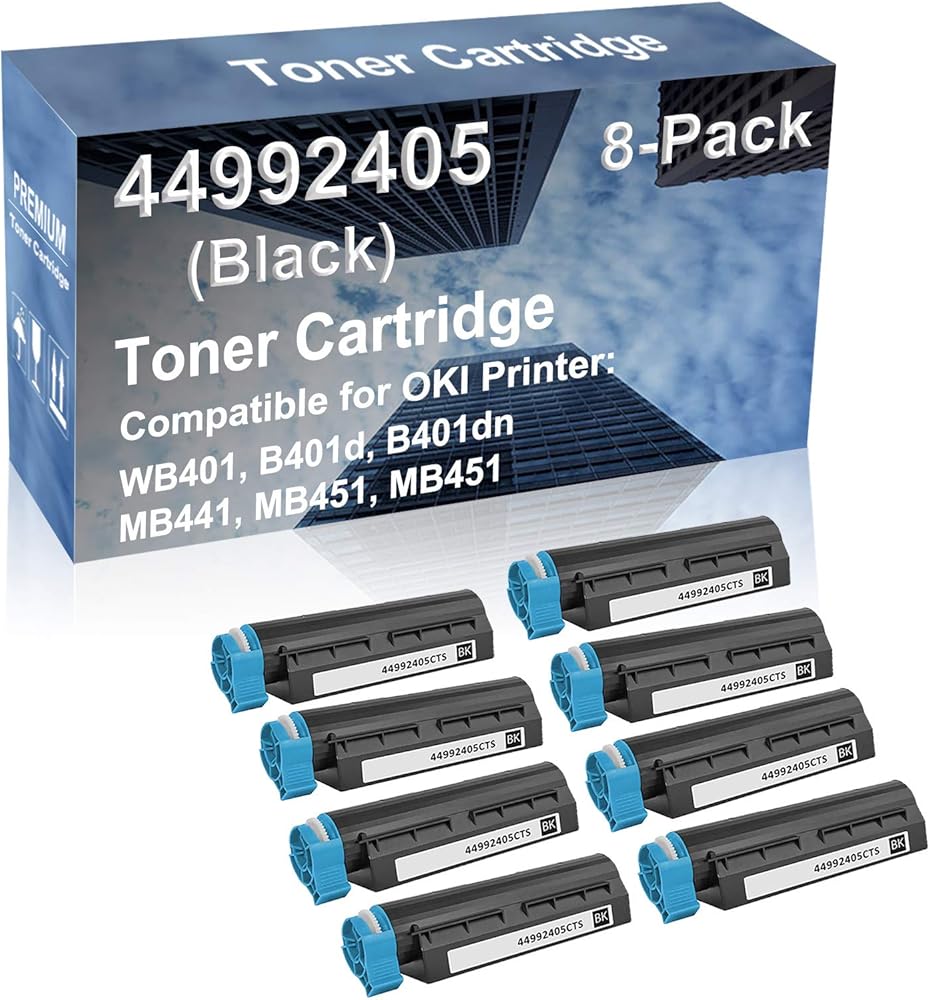 8-Pack Compatible High Yield B401dn, MB441 Printer Cartridge Replacement for 44992405 Toner Cartridge (Black)