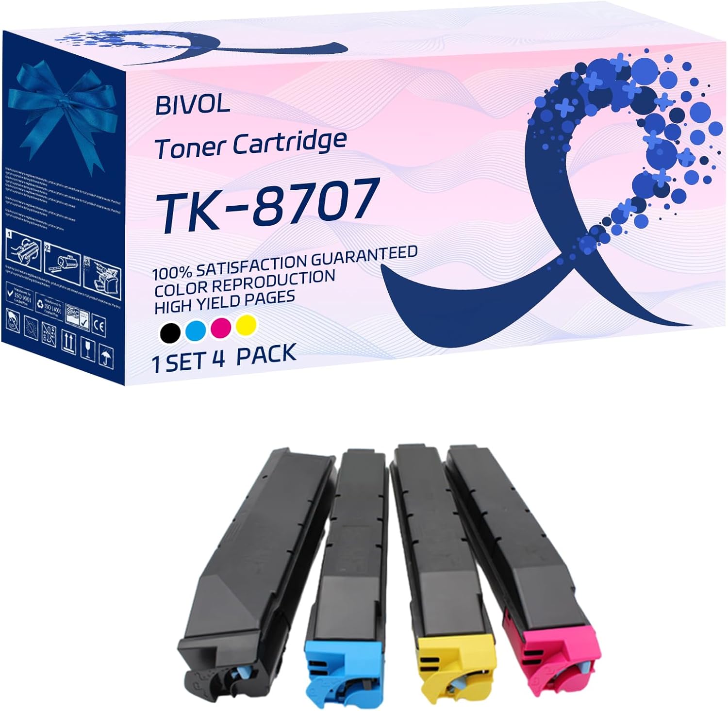 BIVOL Compatible for Kyocera TK-8707 Toner Cartridge Work for Kyocera TASKalfa 6551ci 7550ci 7551ci Printers, with Chip, High Yield 70000 Pages, Vivid Colors (Multicolor)