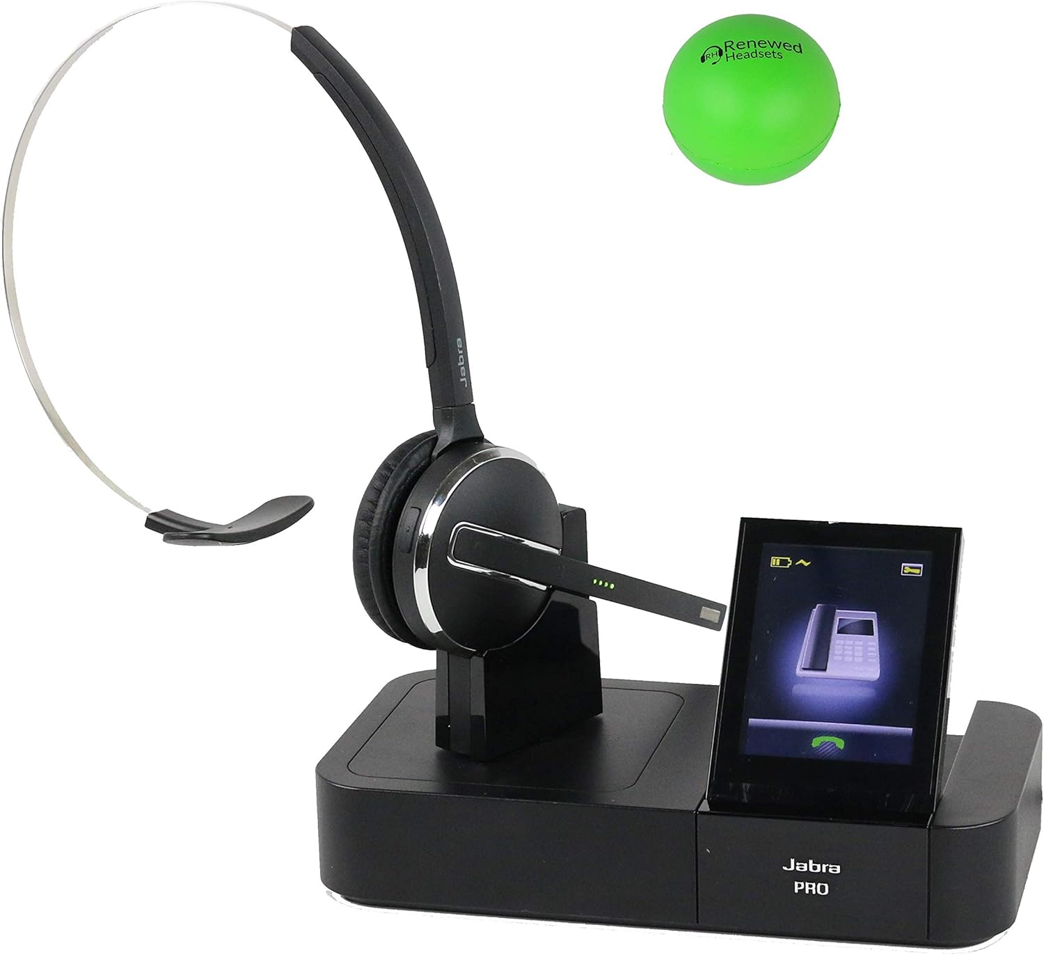 Jabra Pro 9470 Convertible Wireless Headset for Desk Phone, Mobile & Computer Bundle with Renewed Headsets Stress Ball (Renewed)