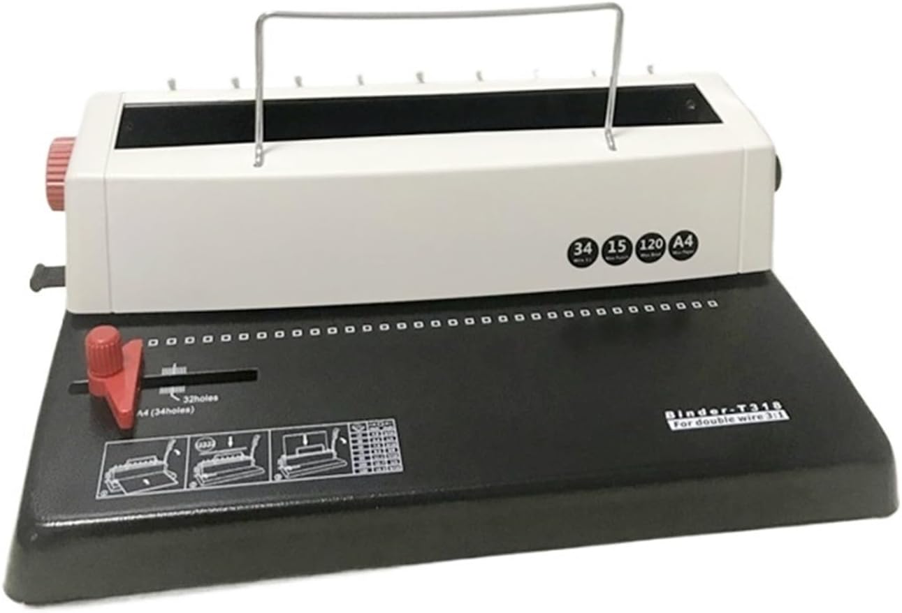 Binding Machines, T318 Wire Punch & Bind Machine 34 Loops 3:1 Double Loop Wire Binding Machine 120sheets Binding Hand Binding Machine