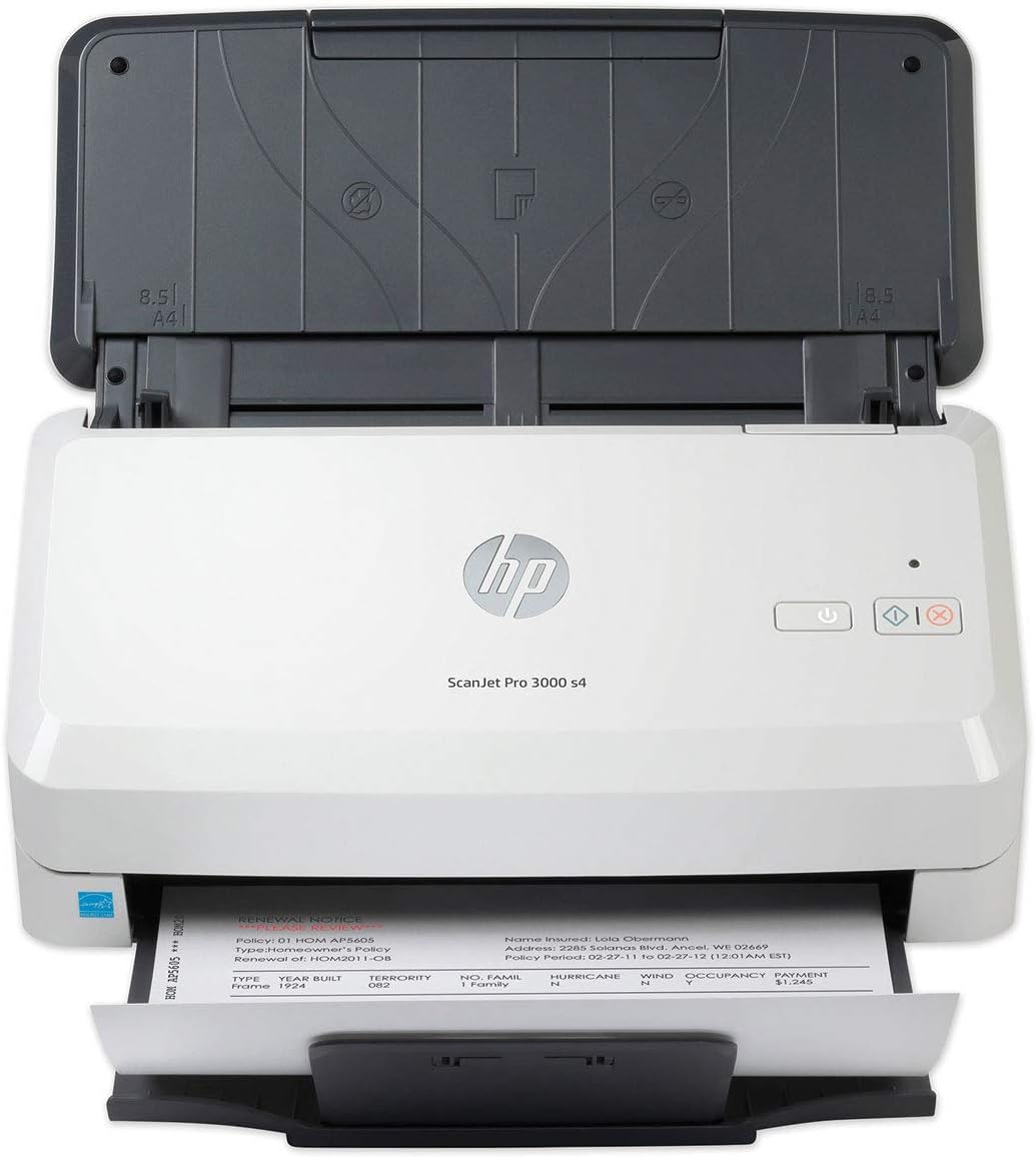 HP ScanJet Pro 3000 s4 (6FW07A) 40ppm USB 3.0 Color Duplex Scanner with 50-Page ADF for Documents, Photos, Receipts, and Cards. Twain/ISIS Drivers Included