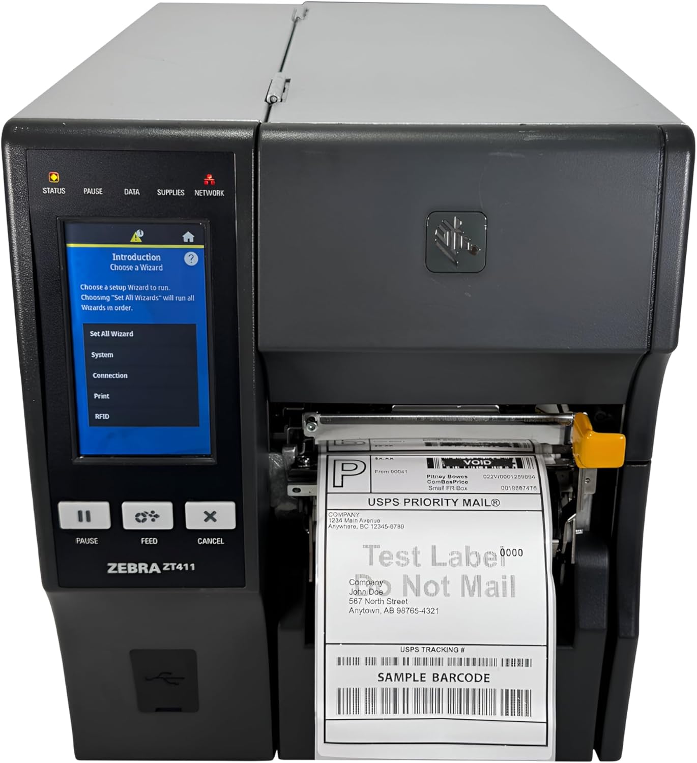 Zebra ZT411 Industrial Thermal Transfer Label Printer 300dpi Peel Rewind LAN USB Bluetooth ZT41143-T310000Z, Bundle with Power Cord USB and Ethernet Cables