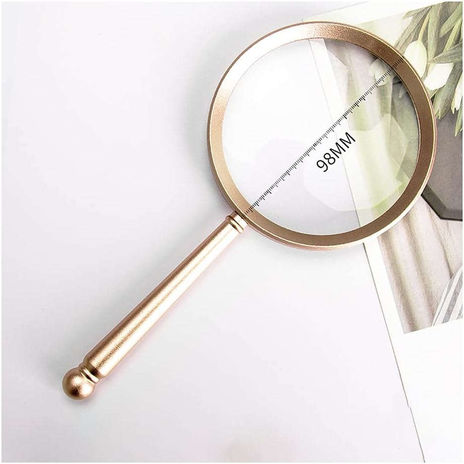 Dntum Reading Magnifier Metal Handheld Magnifier Handheld Premium High Power Magnify Glass for Kids, Seniors, Macular Degeneration,Elderly Reading Magnifying Glass