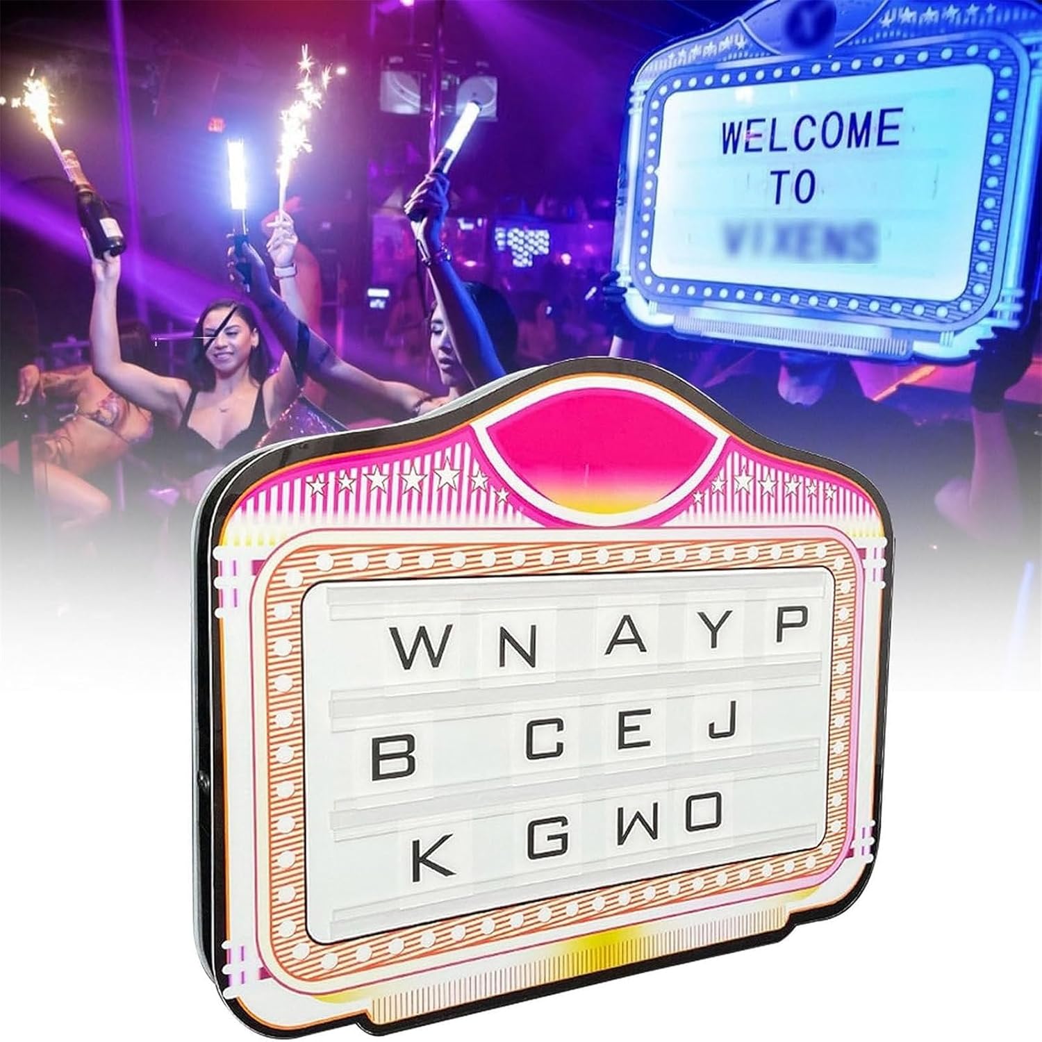 NOLLAM Handheld LED Letter Bottle Presenter,Color Letter Billboard,Customizable VIP Service Sign with Light Remote Control,Multiple Color Change,Changeable Letterfor Club,Party,Bar,Customized