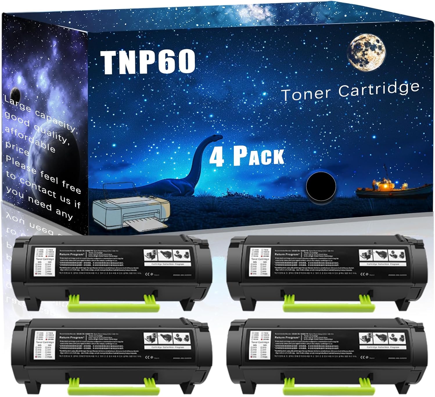 MUCQL TNP60 Compatible Toner Cartridge Replacement for Konica Minolta High Yield Compatible Bizhub 3622 Printers, Meet Printing Needs (4 Pack Black)