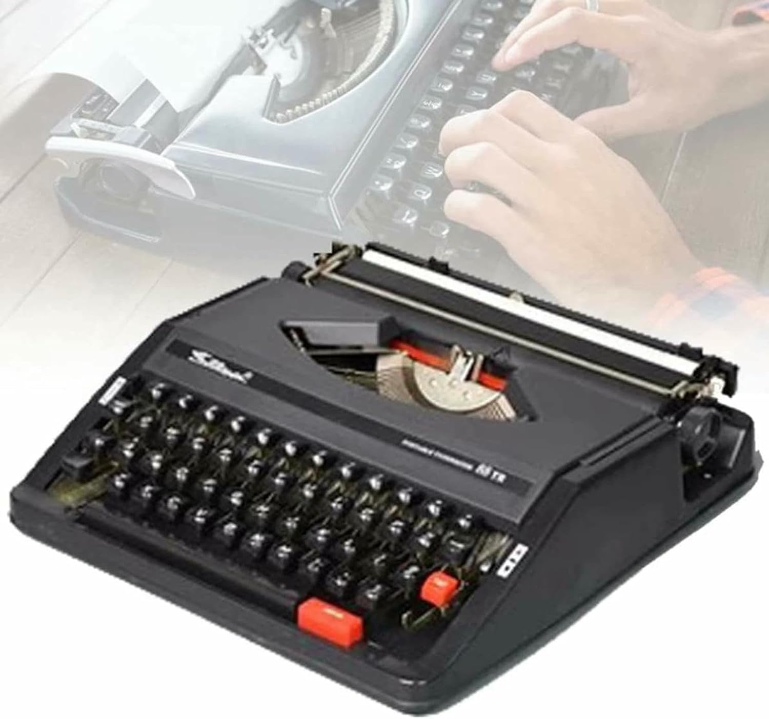 MNJVCFDS Old Fashioned Manual Typewriter, Machine Typewriter, Portable Flexible Buttons Clear Handwriting - for Letters, Creative Writing, Crafting, Free Writing