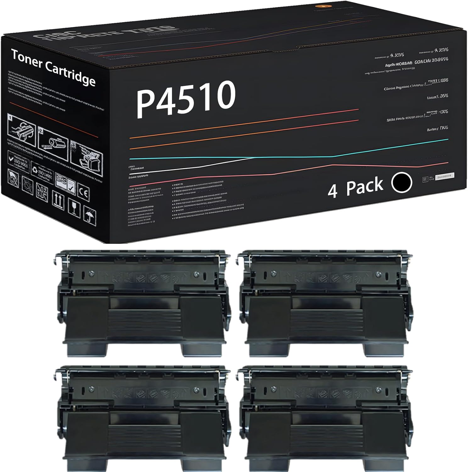 UVUMB Compatible with Xerox P4510 Toner Cartridge Work for Xerox Phaser 4510 Printer, with Chip, High Yield 10000 Pages, High-Definition Printing (4 Pack Black)