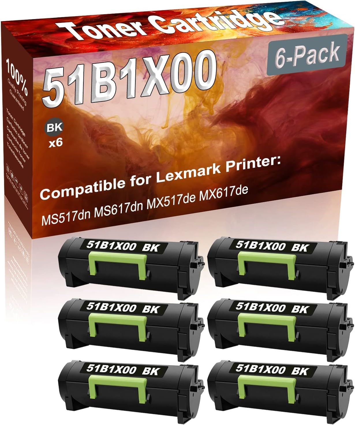 Credibility Store 6-Pack (Black) Compatible MS517dn MS617dn MX517de MX617de Laser Printer Cartridge (High Capacity) Replacement for 51B1X00 Printer Cartridge