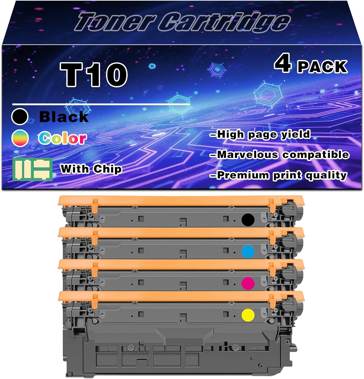 T10 Toner Cartridges Compatible for Canon T10 Toner Cartridge Work for Canon i-SENSYS C1533P C1538P Printers,Combination Pack