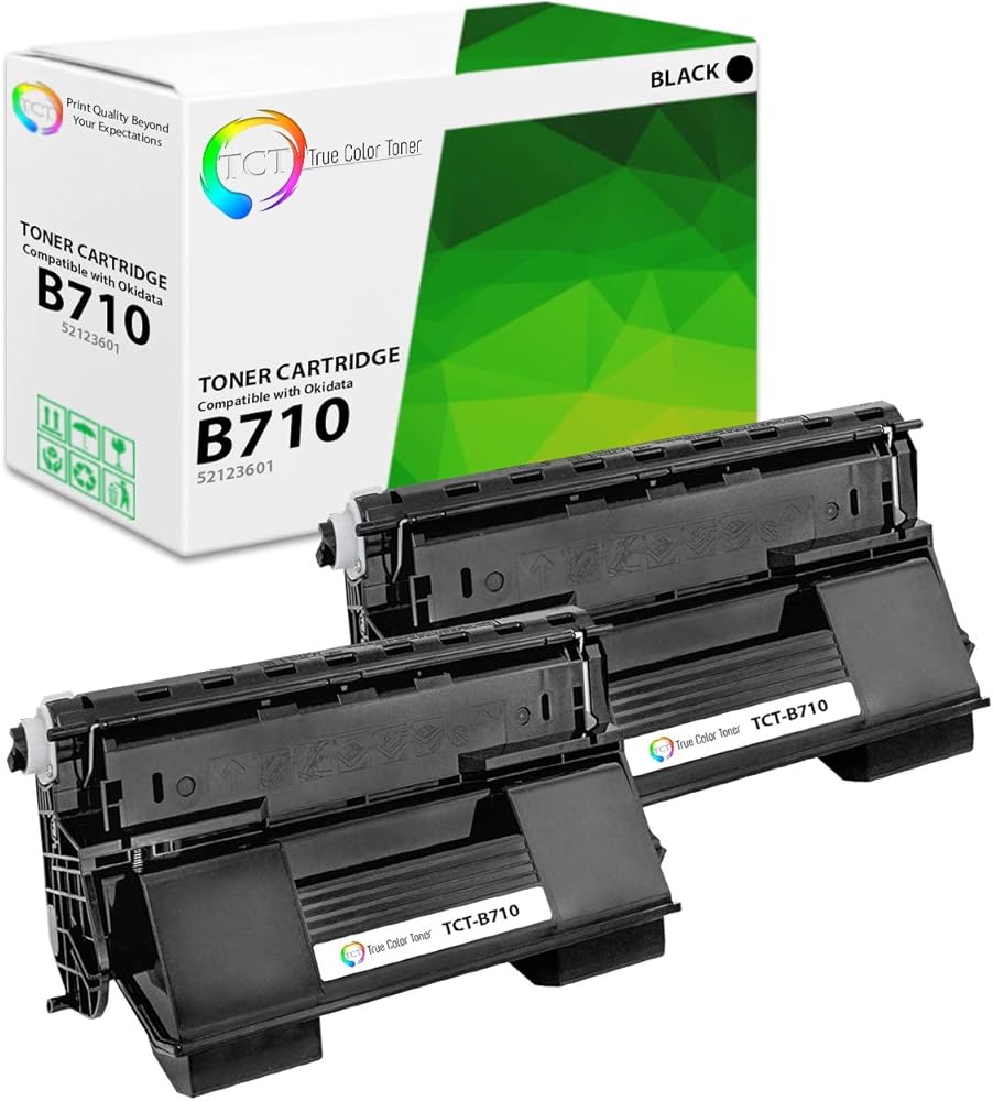 TCT B710 Toner Cartridge 2 Pack - Compatible Replacement for Okidata B710 52123601 Black Works with Okidata B710 B710dn B710n B720 B730 Printers (15,000 Pages)
