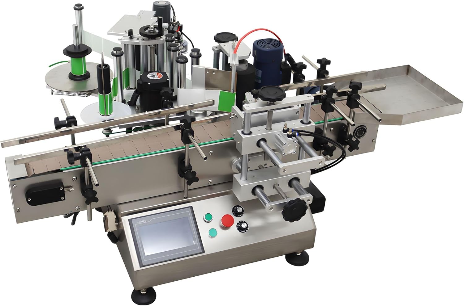 Banfluxion 110V LT-150 Automatic Labeling Machine Desktop Conveyor Round Bottle High Speed Coding and Labeling Machine Desktop Label Printer with Receiving Tray